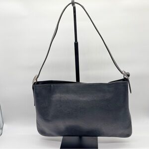 Coach 9407 Slim Shoulder Bag Black Leather with Nickel Handbag Vintage Y2K Purse